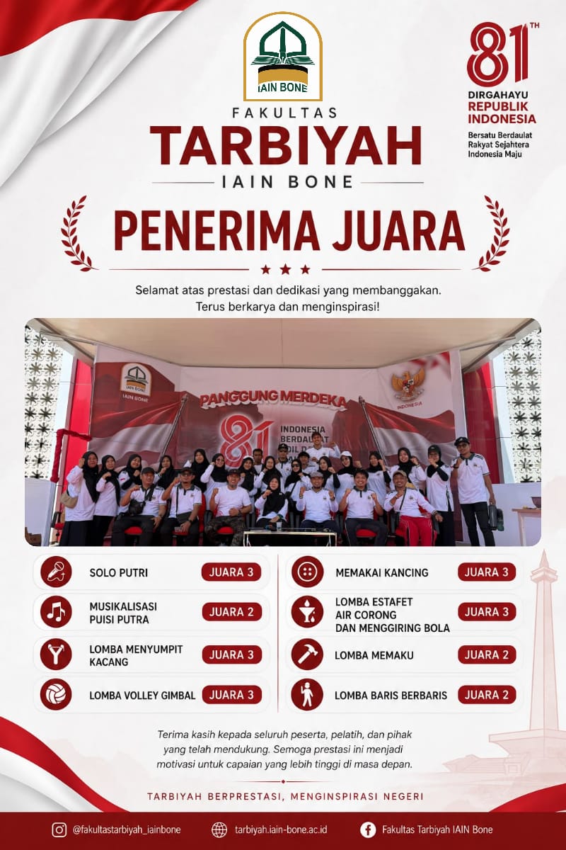 Fakultas Tarbiyah IAIN Bone Raih Sejumlah Juara dalam Semarak Kemerdekaan RI ke-81